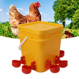 Automatic Chicken Waterer Cup with 12L Handheld Barrel Poultry Drinking Equipemnt for Goose Duck Bucket + Conjoined Red Bird Bowl+ Black Screws