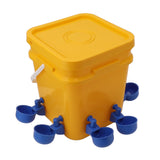 Automatic Chicken Waterer Cup with 12L Handheld Barrel Poultry Drinking Equipemnt for Goose Duck Bucket + Blue Bird Bowl + Black Screws