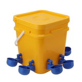 Automatic Chicken Waterer Cup with 12L Handheld Barrel Poultry Drinking Equipemnt for Goose Duck Bucket + Blue Bird Bowl + Black Screws