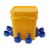 Automatic Chicken Waterer Cup with 12L Handheld Barrel Poultry Drinking Equipemnt for Goose Duck Bucket + Blue Bird Bowl + Black Screws