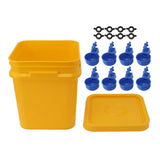 Automatic Chicken Waterer Cup with 12L Handheld Barrel Poultry Drinking Equipemnt for Goose Duck Bucket + Blue Bird Bowl + Black Screws
