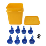 Automatic Chicken Waterer Cup with 12L Handheld Barrel Poultry Drinking Equipemnt for Goose Duck Bucket + Blue Bird Bowl + Black Screws