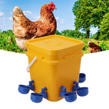 Automatic Chicken Waterer Cup with 12L Handheld Barrel Poultry Drinking Equipemnt for Goose Duck Bucket + Blue Bird Bowl + Black Screws