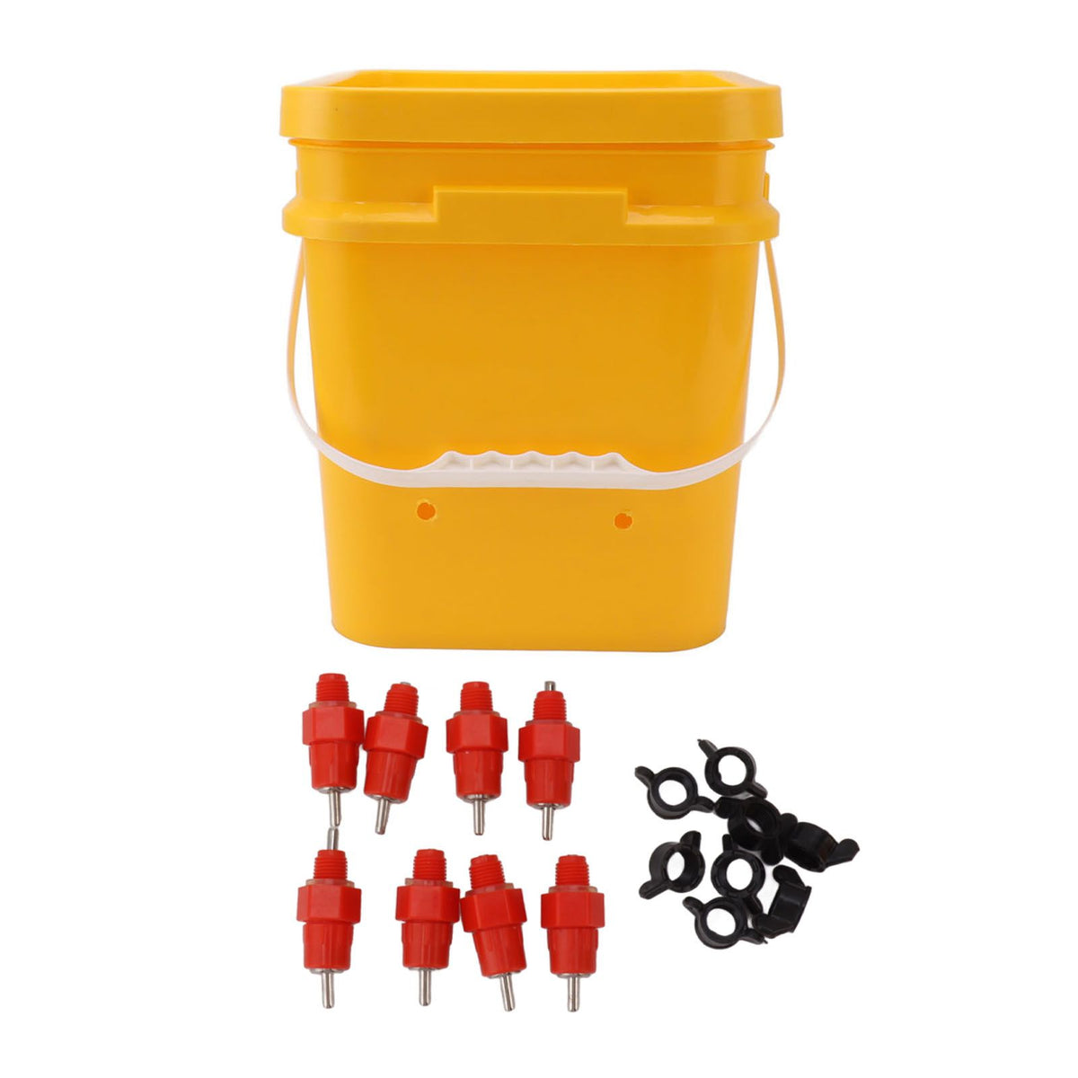 Automatic Chicken Waterer Cup with 12L Handheld Barrel Poultry Drinking Equipemnt for Goose Duck Bucket + Butt Red Head