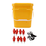 Automatic Chicken Waterer Cup with 12L Handheld Barrel Poultry Drinking Equipemnt for Goose Duck Bucket + Butt Red Head