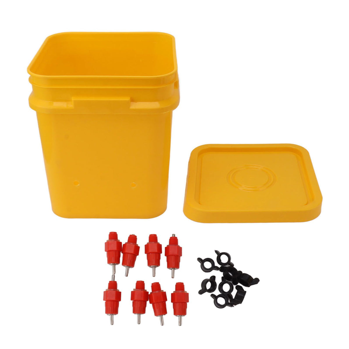 Automatic Chicken Waterer Cup with 12L Handheld Barrel Poultry Drinking Equipemnt for Goose Duck Bucket + Butt Red Head