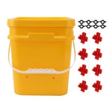 Automatic Chicken Waterer Cup with 12L Handheld Barrel Poultry Drinking Equipemnt for Goose Duck Bucket + Four Corner Drinker + Black Screws