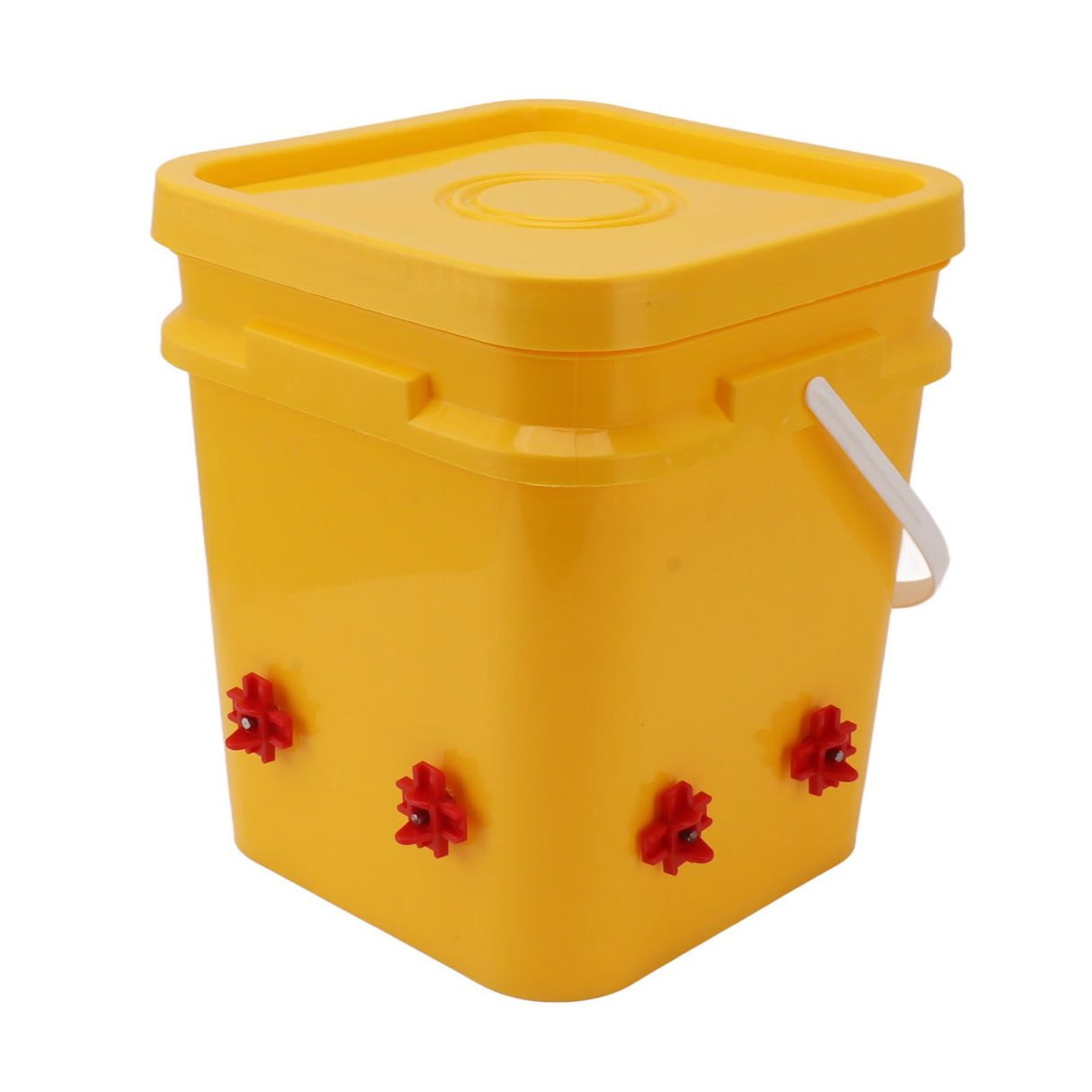 Automatic Chicken Waterer Cup with 12L Handheld Barrel Poultry Drinking Equipemnt for Goose Duck Bucket + Four Corner Drinker + Black Screws