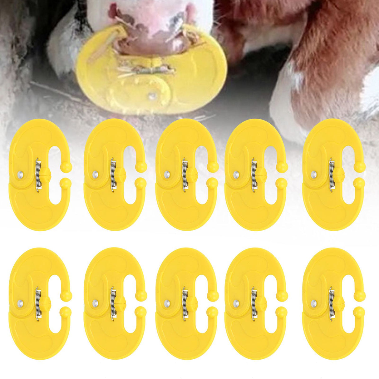 10 Pcs Calf Weaner Spring Lock High Tensile Strength Lengthened Widened PP Calf Nose Thorn Milk Sucking Preventer