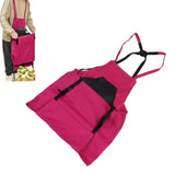 Harvest Bag Fruit Picking Apron Large Capacity Oxford Cloth Quick Release Garden Pouch for Orchard Garden Farm Rose Red