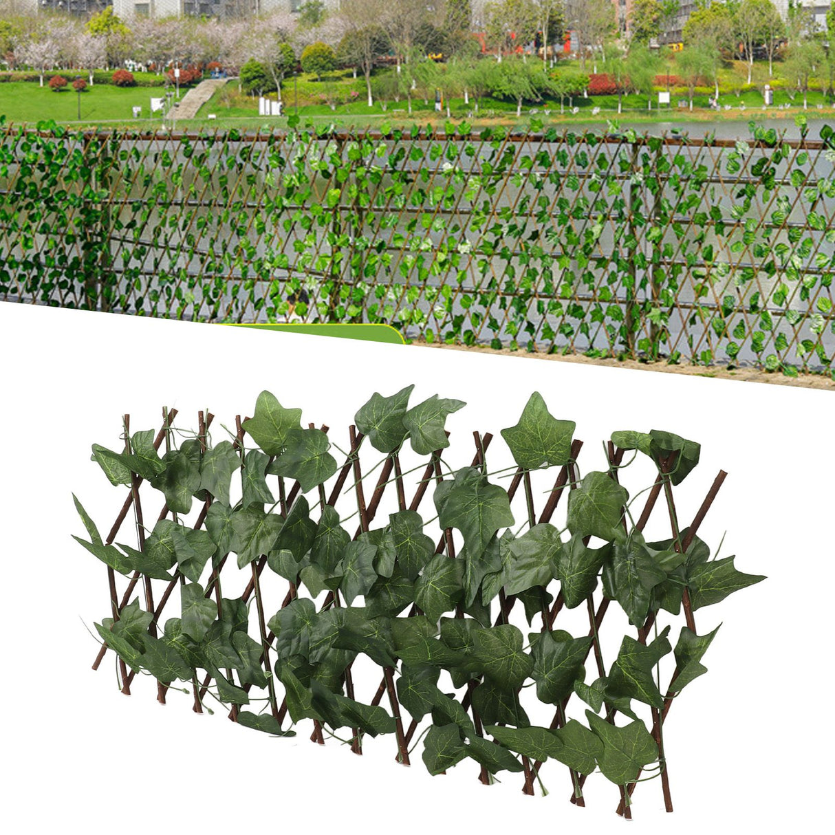 Artificial Hedges Fence Simulation Expandable Sun Protection Waterproof Artificial Topiary Hedge Plant for Garden Virginia Creeper Leaves