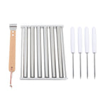 Detachable Stainless Steel Hot Dog Sausage Roller Rack Steamer With Extra Long Wood Handle 4 Skewers 6 Stick Design BBQ Tools S