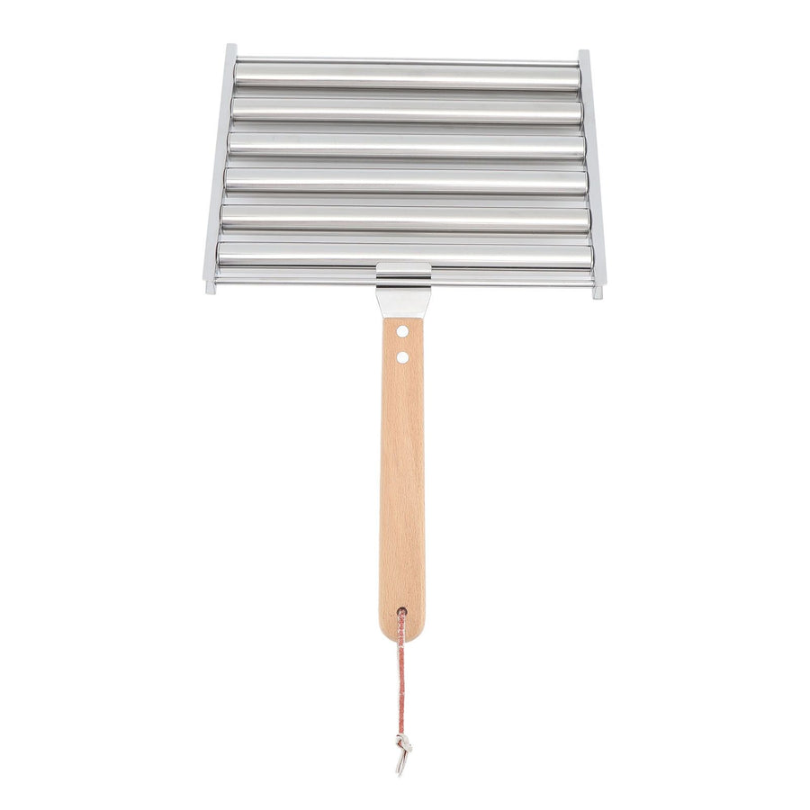 Detachable Stainless Steel Hot Dog Sausage Roller Rack Steamer With Extra Long Wood Handle 4 Skewers 6 Stick Design BBQ Tools S