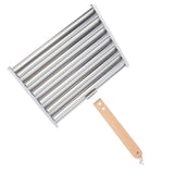 Detachable Stainless Steel Hot Dog Sausage Roller Rack Steamer With Extra Long Wood Handle 4 Skewers 6 Stick Design BBQ Tools M - 45-Degree Angle