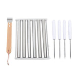 Detachable Stainless Steel Hot Dog Sausage Roller Rack Steamer With Extra Long Wood Handle 4 Skewers 6 Stick Design BBQ Tools L