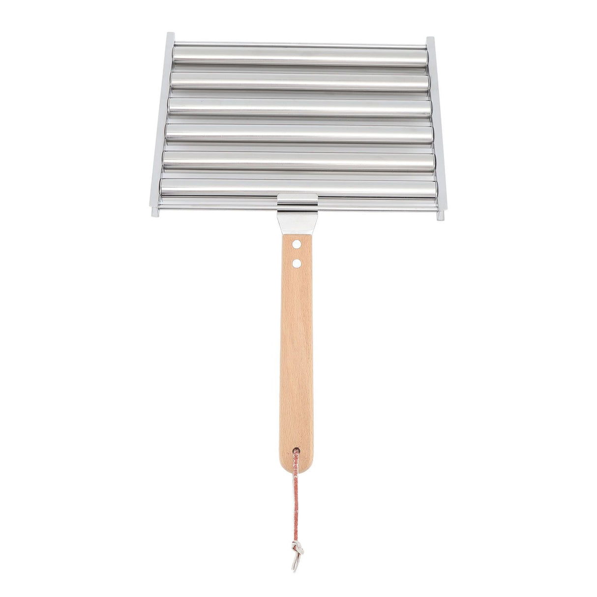 Detachable Stainless Steel Hot Dog Sausage Roller Rack Steamer With Extra Long Wood Handle 4 Skewers 6 Stick Design BBQ Tools L