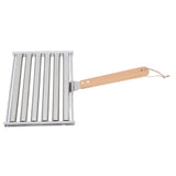 Detachable Stainless Steel Hot Dog Sausage Roller Rack Steamer With Extra Long Wood Handle 4 Skewers 6 Stick Design BBQ Tools L - Top-Down View