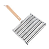 Detachable Stainless Steel Hot Dog Sausage Roller Rack Steamer With Extra Long Wood Handle 4 Skewers 6 Stick Design BBQ Tools L