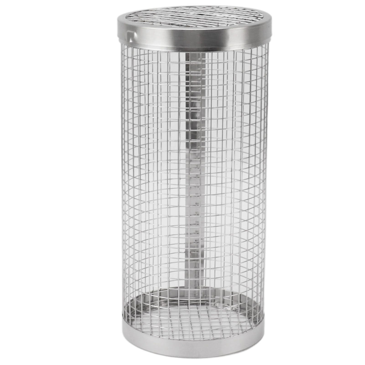 BBQ Net Tube Rolling Grilling Basket Stainless Steel Wire Mesh Cylinder Grill Basket with Fork Hook for Outdoor Barbecue Camping S