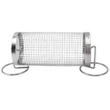 BBQ Net Tube Rolling Grilling Basket Stainless Steel Wire Mesh Cylinder Grill Basket with Fork Hook for Outdoor Barbecue Camping S - Low Angle