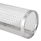 BBQ Net Tube Rolling Grilling Basket Stainless Steel Wire Mesh Cylinder Grill Basket with Fork Hook for Outdoor Barbecue Camping S