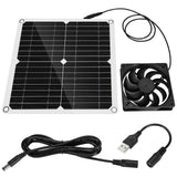 12W 12V Solar Panel Powered Fan Efficient Energy Conversion Solar Panel Dual Fan Kit - Low Angle