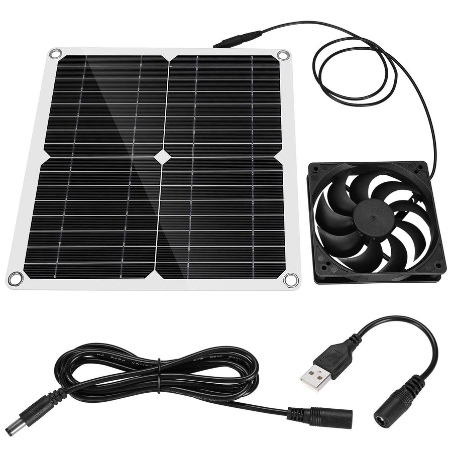 12W 12V Solar Panel Powered Fan Efficient Energy Conversion Solar Panel Dual Fan Kit