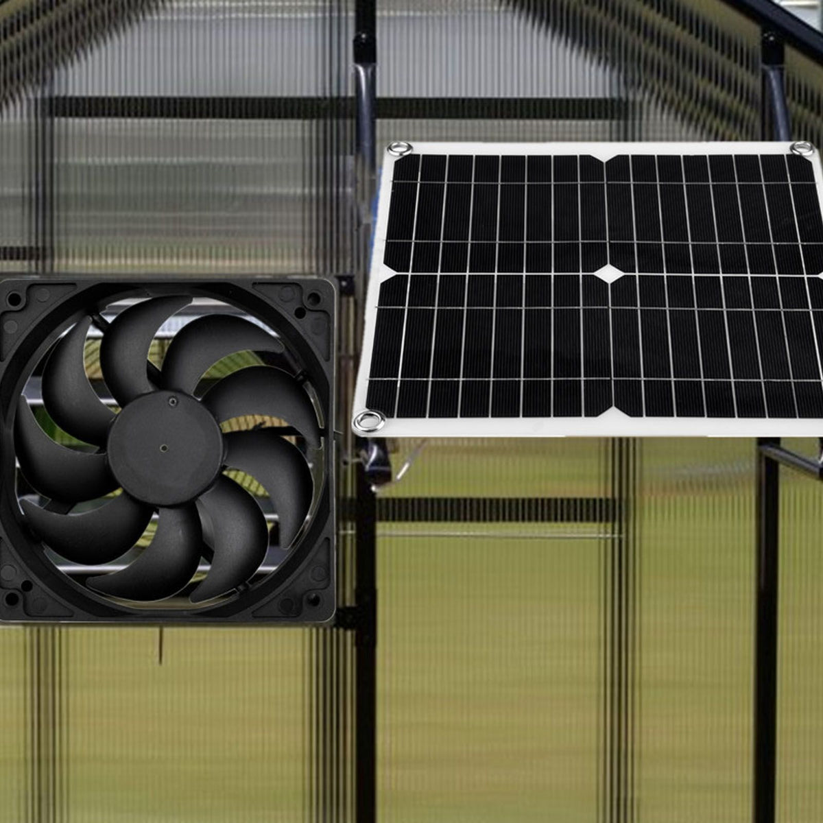 12W 12V Solar Panel Powered Fan Efficient Energy Conversion Solar Panel Dual Fan Kit
