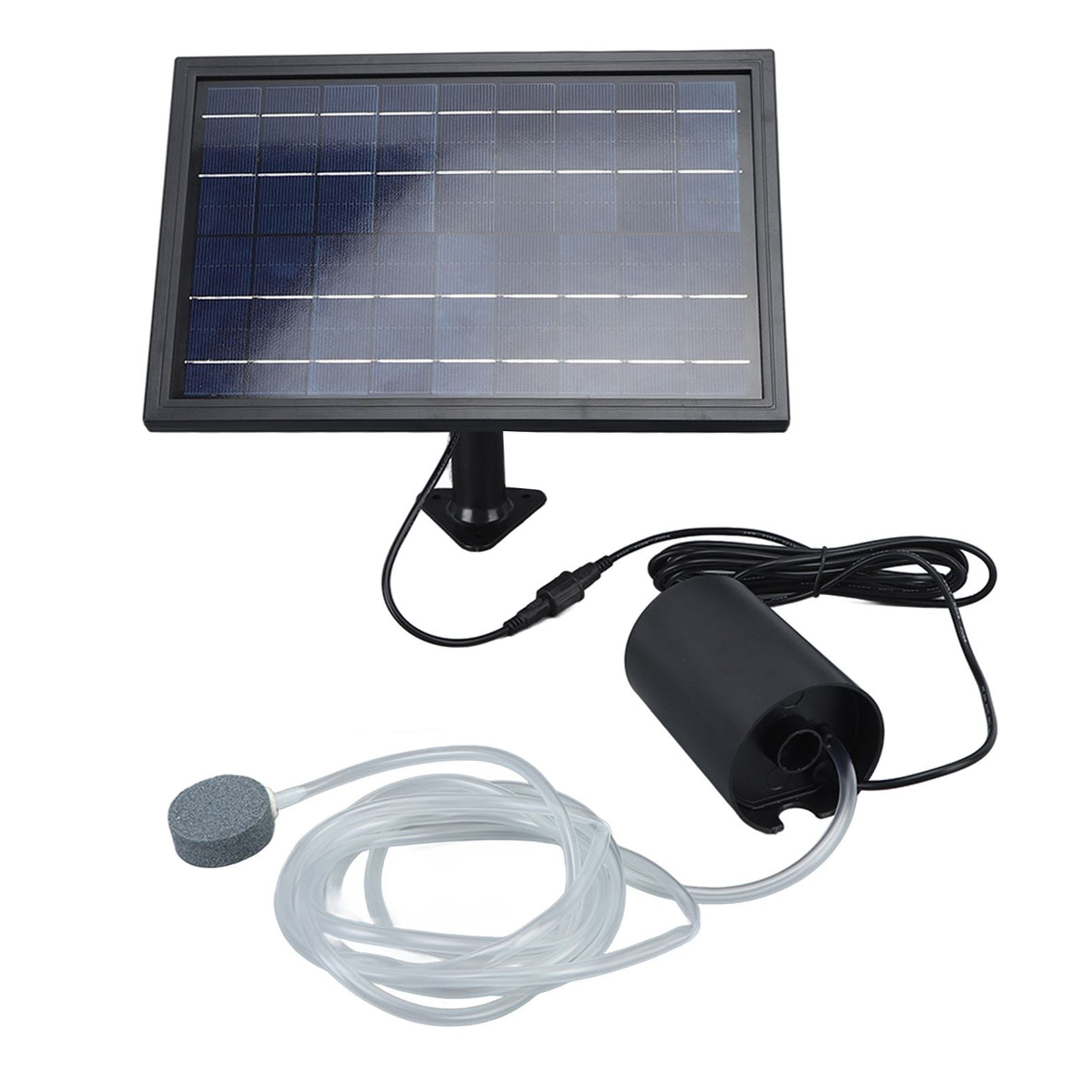 Solar Air Pump with 2 Bubble Stones with Hose 8W 10V 2400mAh ABS and Polysilicon Solar Oxygen Pump for Pond Pool