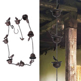 Rain Chain Outdoor Mobile Birds Cup Rain Chain Decorative Replacement for Gutters Downspouts