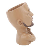 Head Planter Resin Face Planter Weather Resistance Drain Hole Plant Pot for Home Garden Office Dark Color - Top-Down View