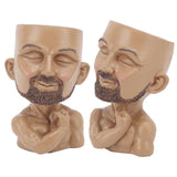 Head Planter Resin Face Planter Weather Resistance Drain Hole Plant Pot for Home Garden Office Dark Color - Rear View