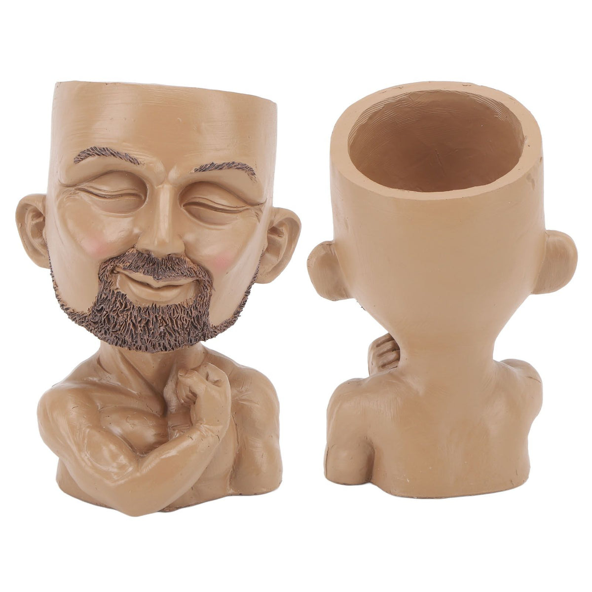 Head Planter Resin Face Planter Weather Resistance Drain Hole Plant Pot for Home Garden Office Dark Color