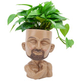 Head Planter Resin Face Planter Weather Resistance Drain Hole Plant Pot for Home Garden Office Dark Color - Extra Image