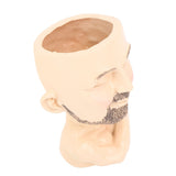 Head Planter Resin Face Planter Weather Resistance Drain Hole Plant Pot for Home Garden Office Light Color - Front View
