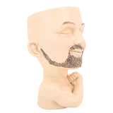 Head Planter Resin Face Planter Weather Resistance Drain Hole Plant Pot for Home Garden Office Light Color