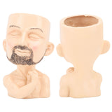 Head Planter Resin Face Planter Weather Resistance Drain Hole Plant Pot for Home Garden Office Light Color - Low Angle