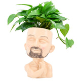 Head Planter Resin Face Planter Weather Resistance Drain Hole Plant Pot for Home Garden Office Light Color - Extra Image