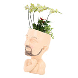 Head Planter Resin Face Planter Weather Resistance Drain Hole Plant Pot for Home Garden Office Light Color - Extra Image