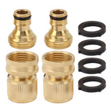 2PCS Water Hose Quick Connector Brass 3/4 Inch Male and Female Garden Hose Fitting Adapter for Repair