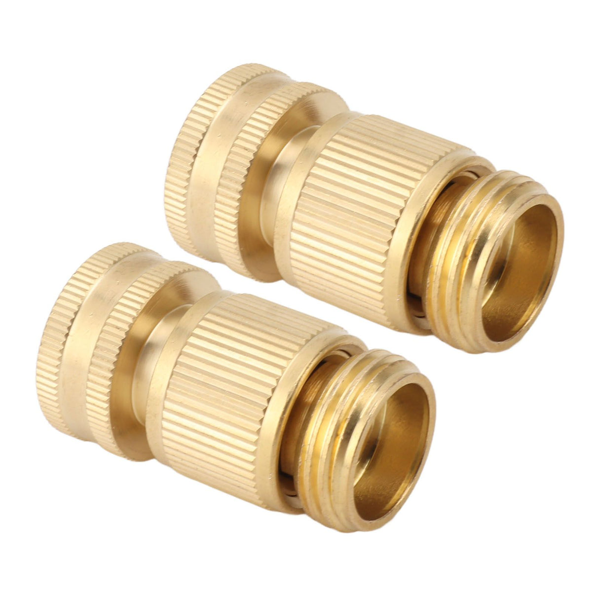 2PCS Water Hose Quick Connector Brass 3/4 Inch Male and Female Garden Hose Fitting Adapter for Repair