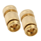 2PCS Water Hose Quick Connector Brass 3/4 Inch Male and Female Garden Hose Fitting Adapter for Repair - Side View