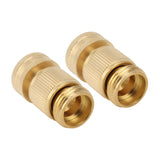 2PCS Water Hose Quick Connector Brass 3/4 Inch Male and Female Garden Hose Fitting Adapter for Repair