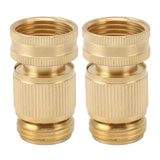 2PCS Water Hose Quick Connector Brass 3/4 Inch Male and Female Garden Hose Fitting Adapter for Repair - Low Angle