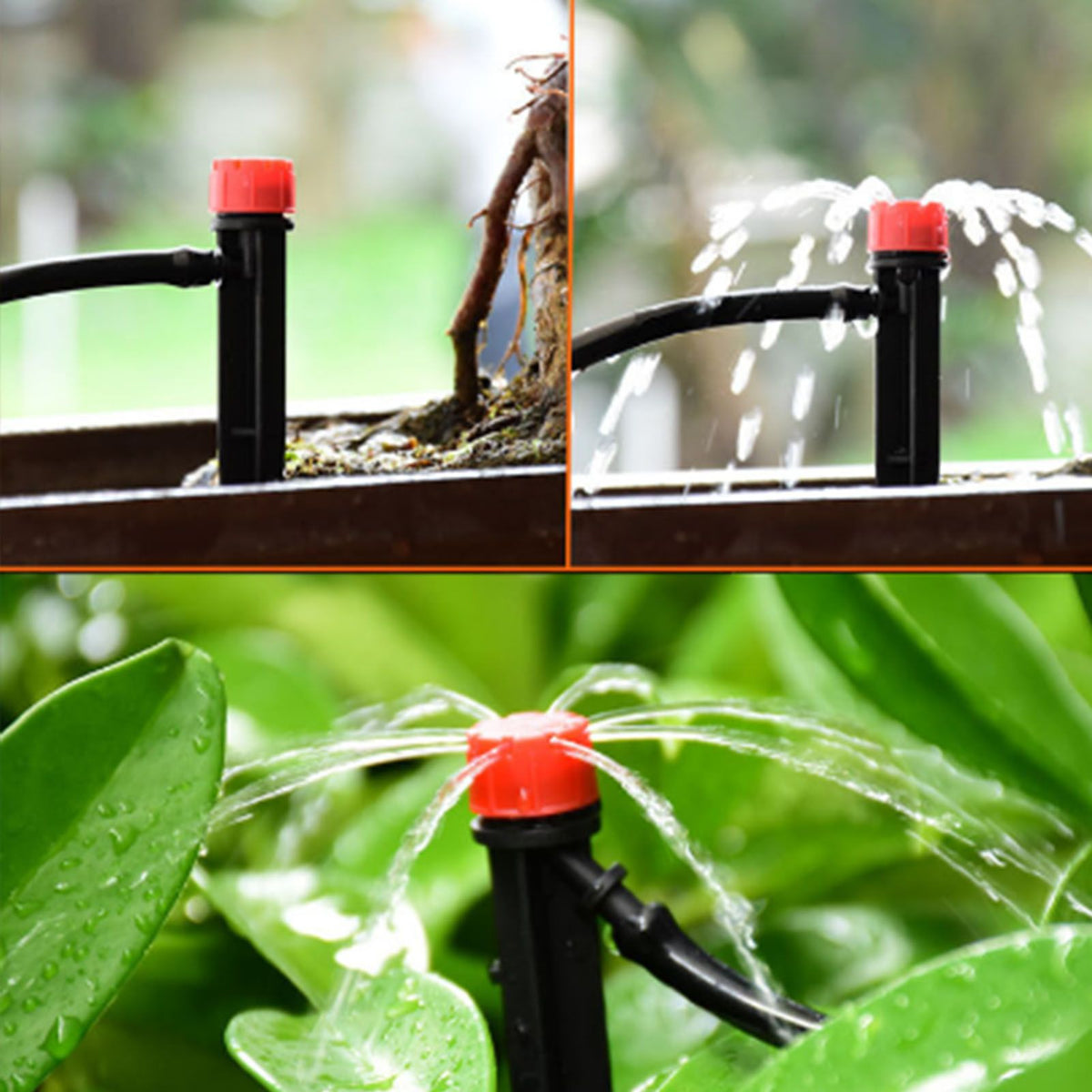 100pcs Drip Emitters 360 Degree Adjustable Water Flow Drippers Sprayer for Patio Lawn Bed Watering System 13cm / 5.1in Red