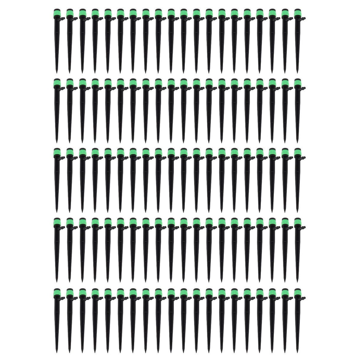 100pcs Drip Emitters 360 Degree Adjustable Water Flow Drippers Sprayer for Patio Lawn Bed Watering System 13cm / 5.1in Green
