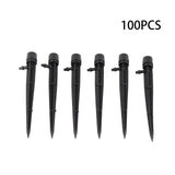 100pcs Drip Emitters 360 Degree Adjustable Water Flow Drippers Sprayer for Patio Lawn Bed Watering System 13cm / 5.1in Black