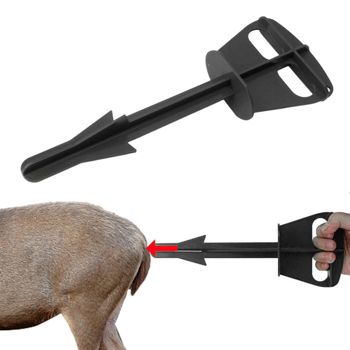 Butt Out Tool Plastic Hunters Butt Out Tool for Deer Large Livestock Anal Cleaning Grey