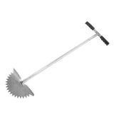 Manual Lawn Edger with Saw Tooth Blade Half Moon Edger Lawn Tool with T Grip Handle for Cleaning Edges Along Sidewalks - Close-Up Angle