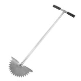 Manual Lawn Edger with Saw Tooth Blade Half Moon Edger Lawn Tool with T Grip Handle for Cleaning Edges Along Sidewalks - Low Angle